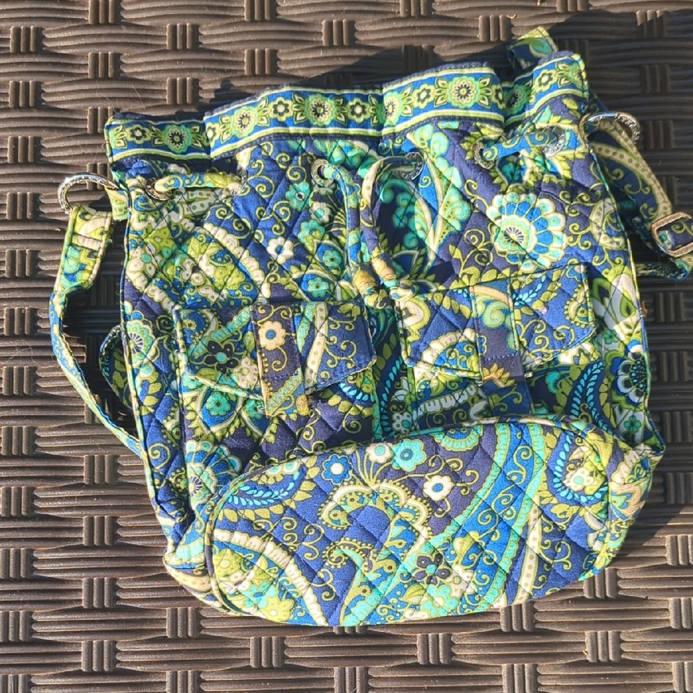 Vibrant Blue and Green Patterned Bag